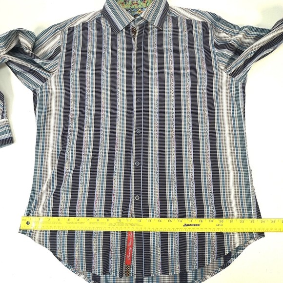 Robert Graham Long Sleeve Knowledge Wisdom Truth Mens L Flip Cuff StripeRainbows - Picture 14 of 16